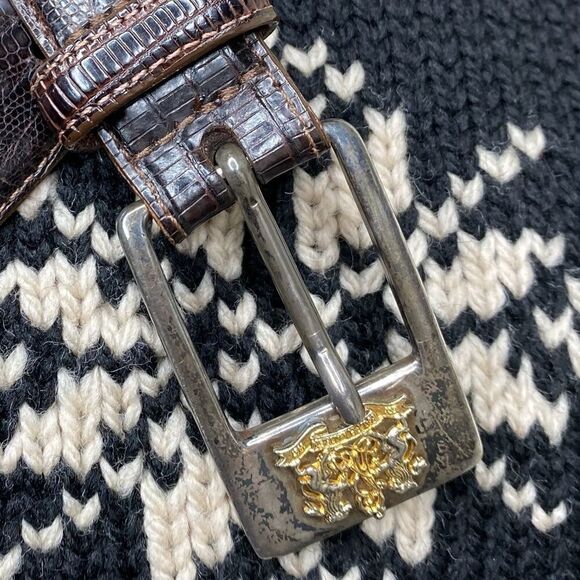 Ralph Lauren Vintage Fall 1991 Lizard Belt w/925 Sterling Silver Crest Buckle - Picture 12 of 16